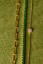 Maisa Green Tennis Bracelet – Gold-Plated Stainless Steel