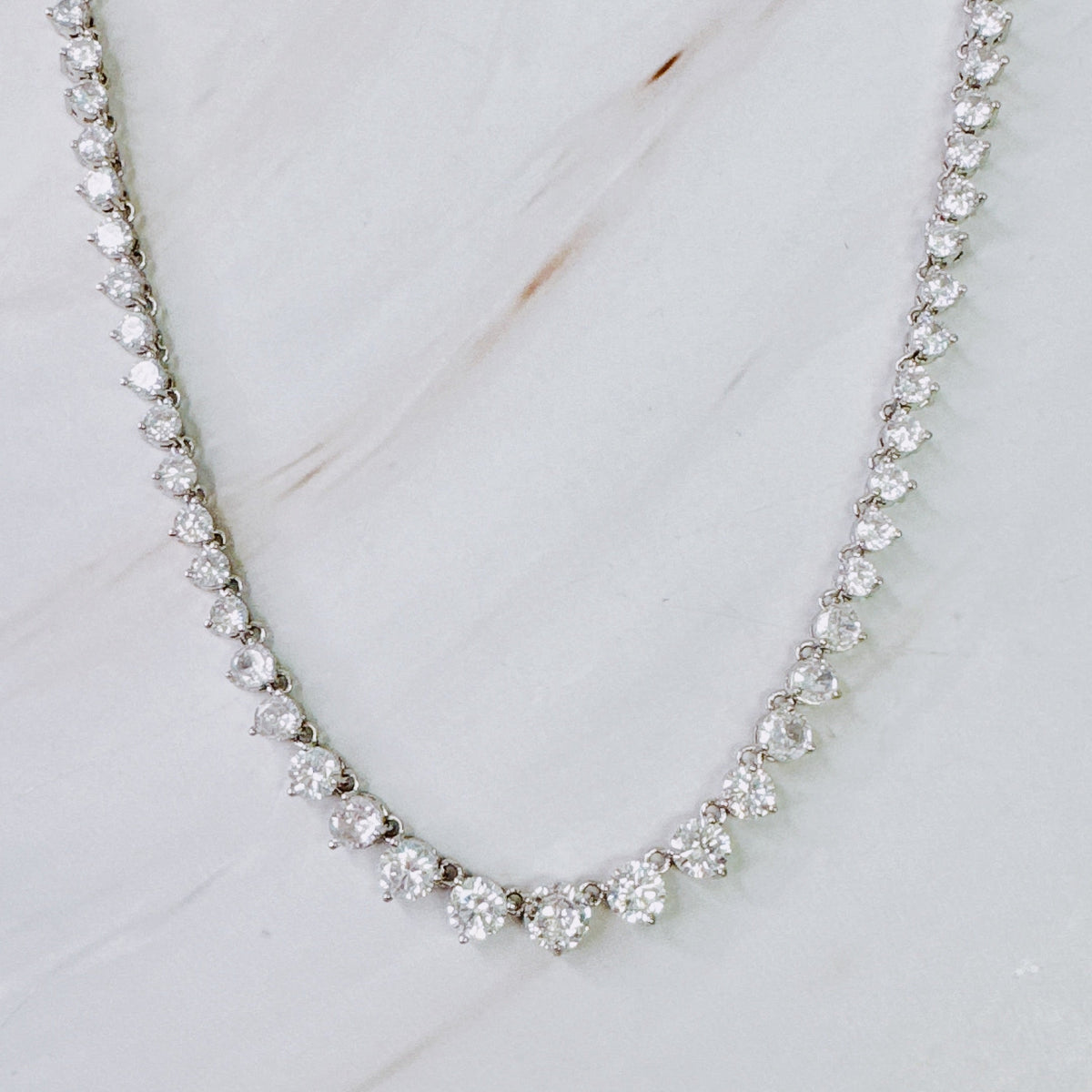 Royal Graduated CZ Tennis Necklace – Gold-Plated