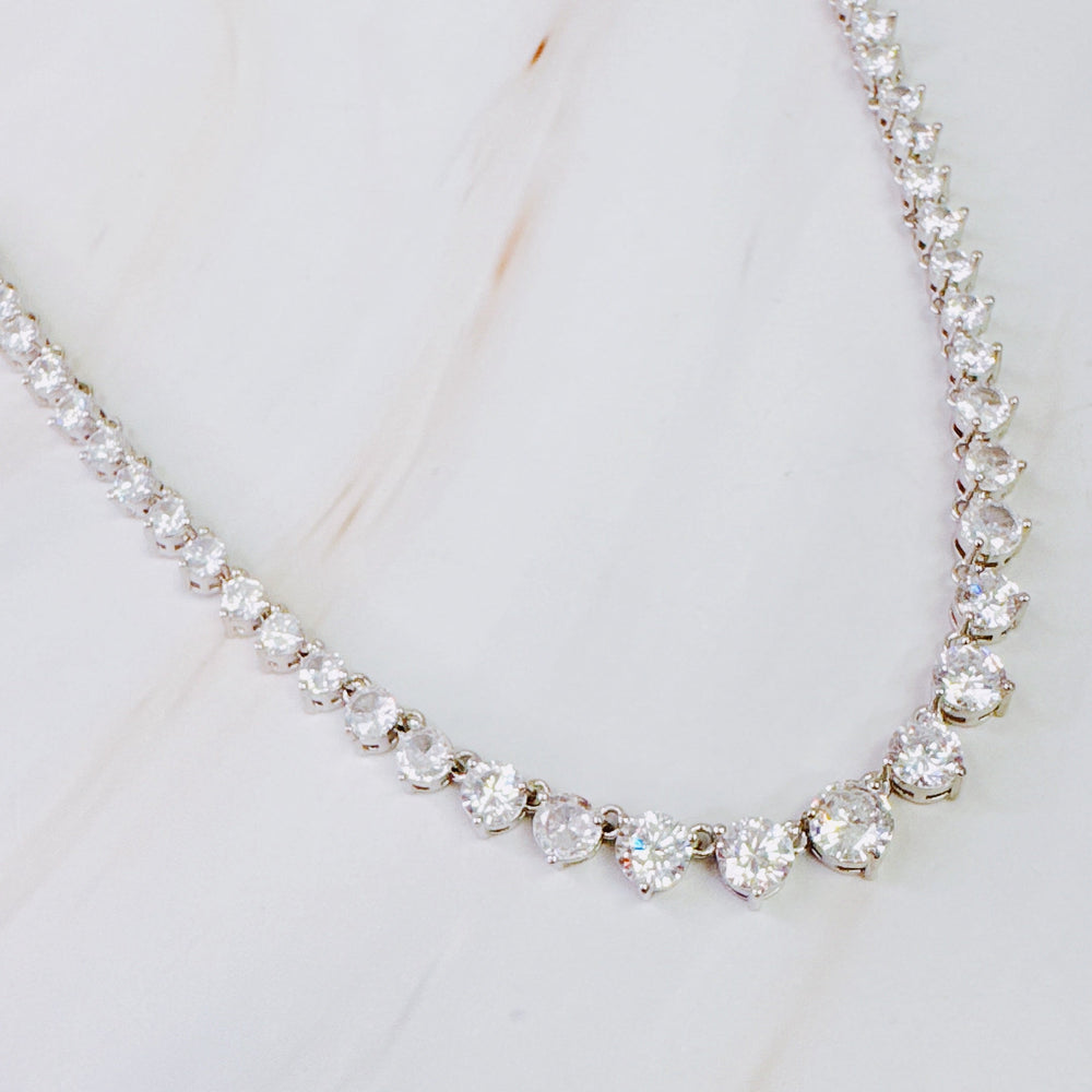 Royal Graduated CZ Tennis Necklace – Gold-Plated