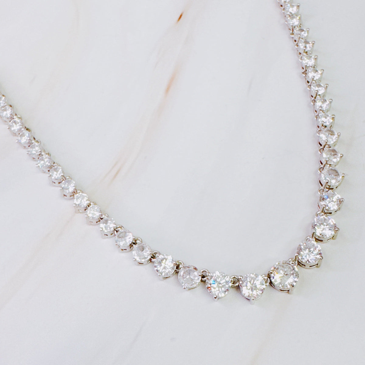 Royal Graduated CZ Tennis Necklace – Gold-Plated