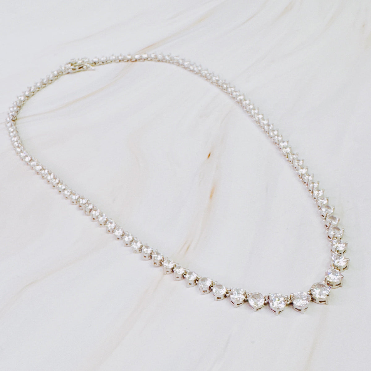Royal Graduated CZ Tennis Necklace – Gold-Plated