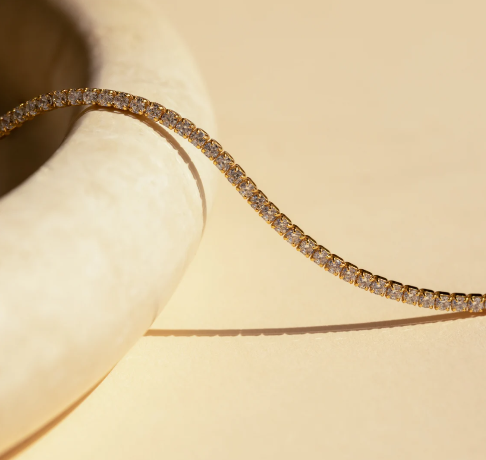 Dainty CZ Tennis Choker – Gold or Silver Tone