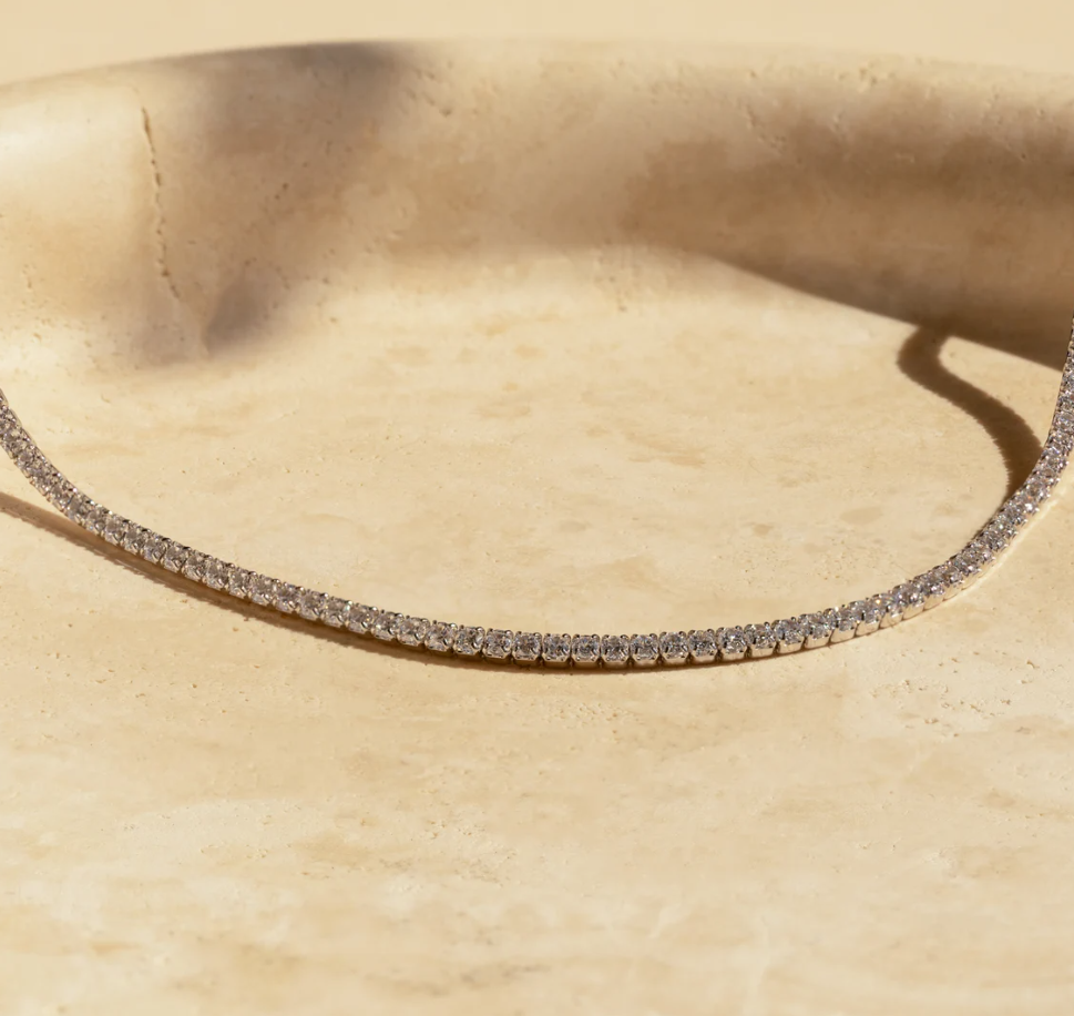 Dainty CZ Tennis Choker – Gold or Silver Tone