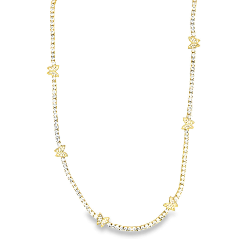 Pavé Butterfly Charm Tennis Choker Necklace