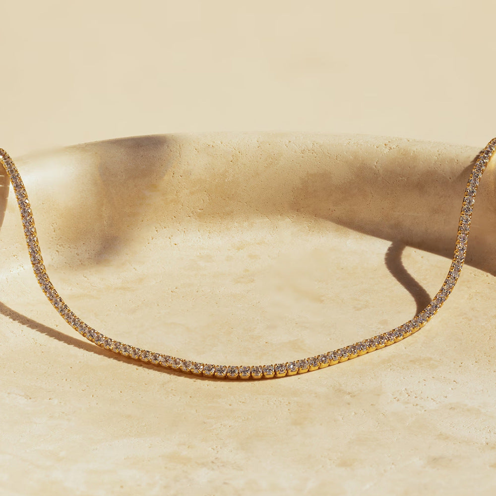 Dainty CZ Tennis Choker – Gold or Silver Tone