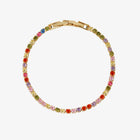 18K Gold-Plated Tennis Bracelet with Colorful Stones