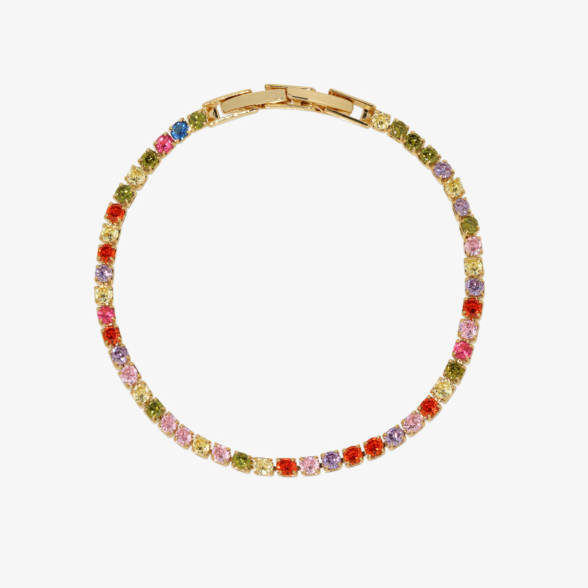 18K Gold-Plated Tennis Bracelet with Colorful Stones